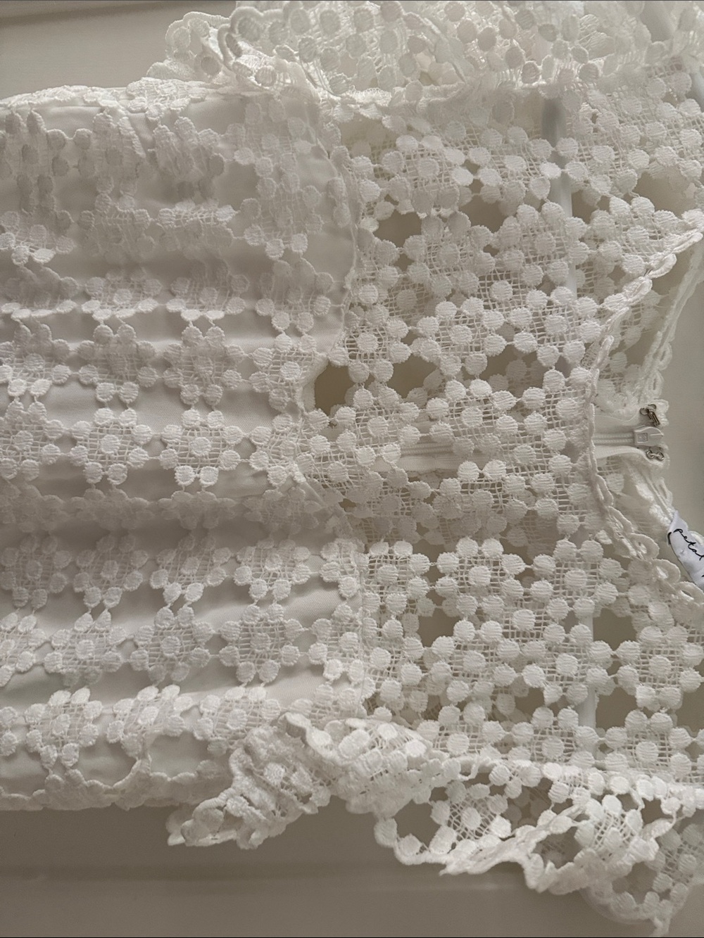 Petal & Pup White Floral Crochet Midi Dress with Ruffle Hem - Picture 5 of 8